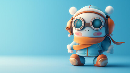Cute 3D pilot character with an aviator hat and goggles