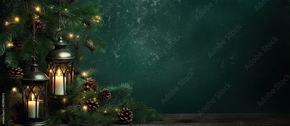 Aufkleber a new year themed design featuring a christmas candelabra lantern adorned with fir pine branches chr