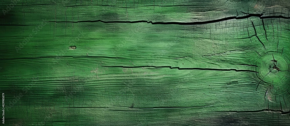 Poster a green wooden table frame with a cracked board serves as the background for a copy space image