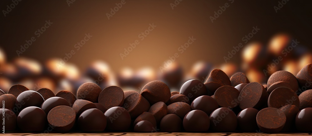 Aufkleber A background of chocolate bonbons and cocoa powder with available copy space image