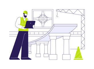 Road junction building abstract concept vector illustration.