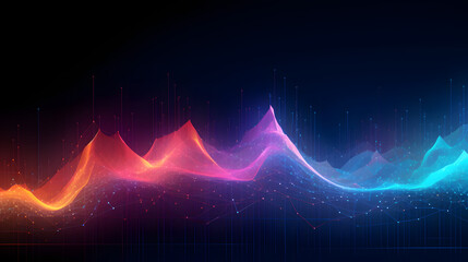 Digital color neon neural networks abstract poster background