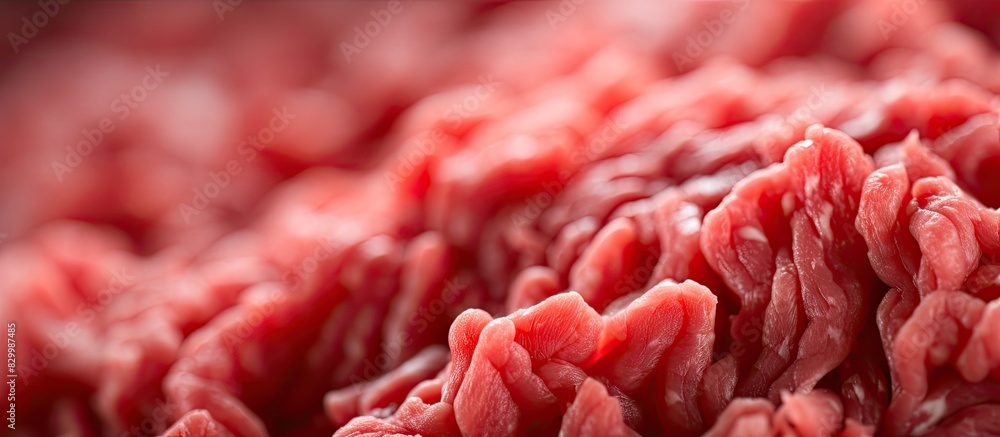 Poster close up of fresh raw ground meat with copy space image