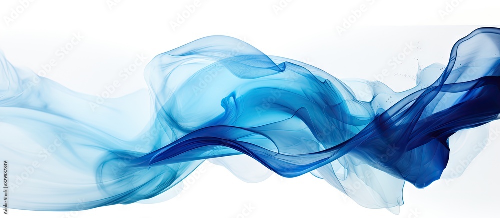 Poster an abstract double flash frame in shades of blue hovers over a white backdrop providing ample space 