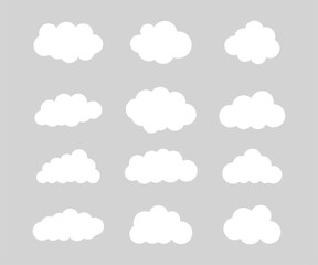 White cloud message sign set. illustration for weather forecastt