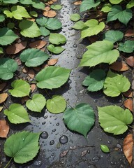 surface made of leaves, with its delicate veins and vibrant green color 