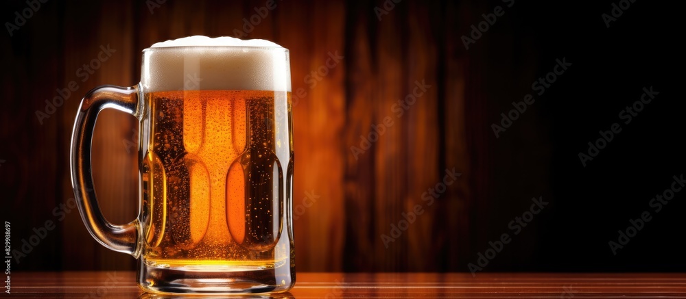 Fototapete An image of a beer mug with empty space for text or other elements. with copy space image. Place for adding text or design