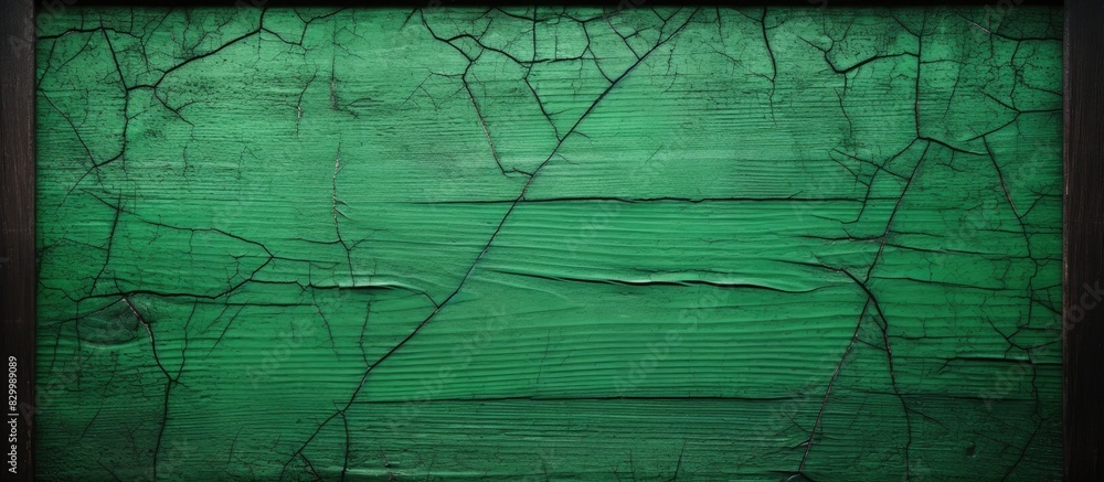 Aufkleber a green wooden table frame with a cracked board serves as the background for a copy space image