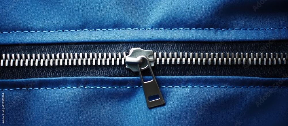 Aufkleber Close up image of a zipper on a plain background with empty space for copy