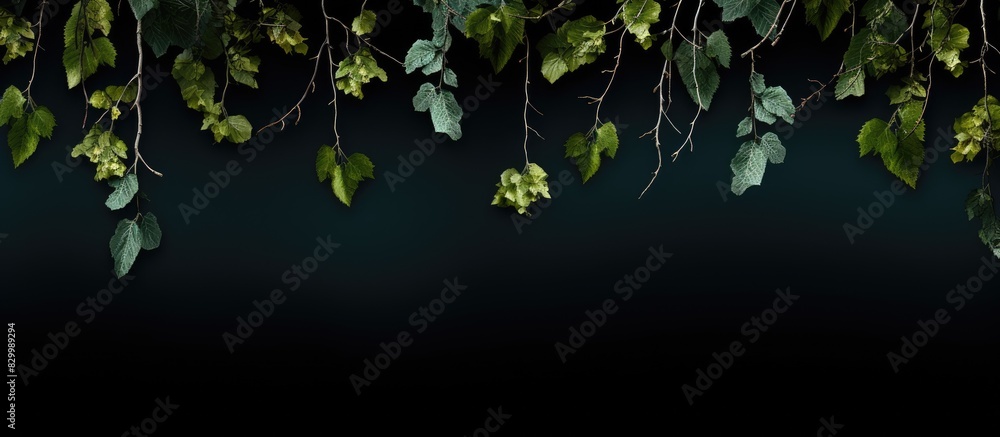 Poster dark background with birch leaves providing copy space image