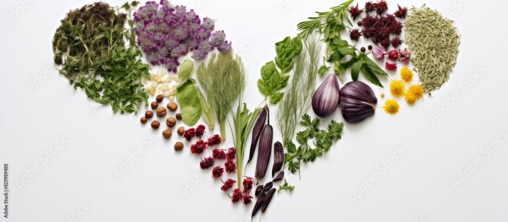 Aufkleber copy space image of a heart shaped arrangement of herbs set against a crisp white backdrop