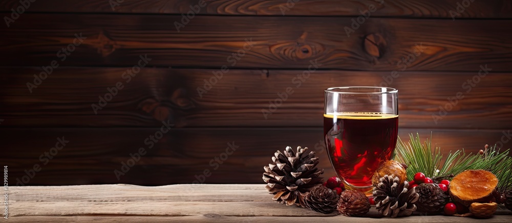 Poster a holiday themed picture featuring a copy space image showcasing a rustic arrangement of fragrant mu