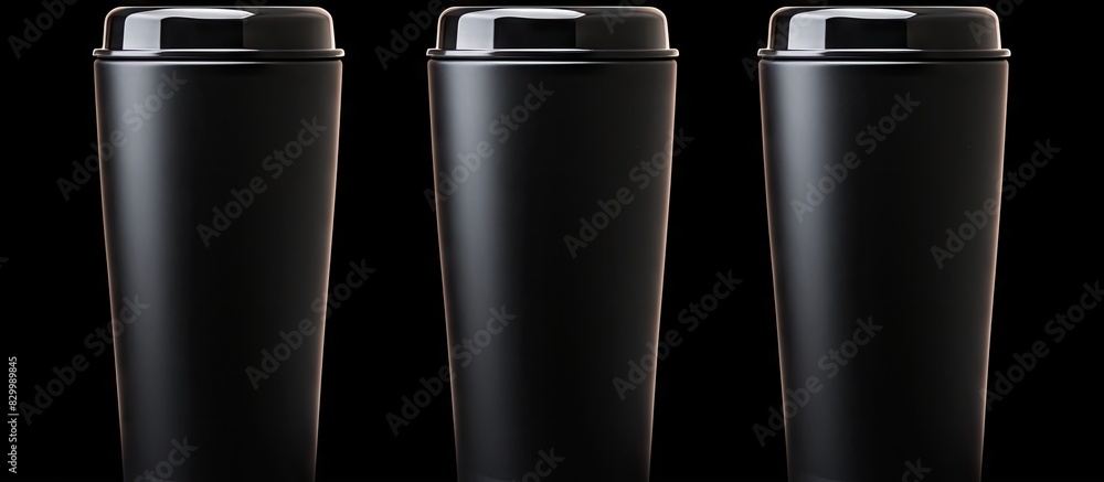 Leinwandbilder a clean black thermos cup with a black lid providing copy space for text on its blank surface the cu