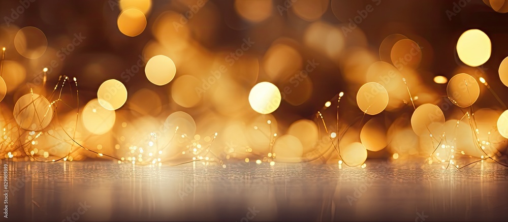 Fototapete A beautiful image with golden bokeh creates a captivating ambiance adding a touch of magic and sparkle. with copy space image. Place for adding text or design