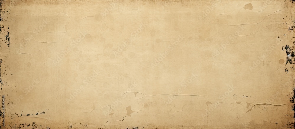 Aufkleber Cream paper with an old vintage look and grunge vignette featuring a pattern of rough art creased grunge letters on a hardboard background providing copy space for text