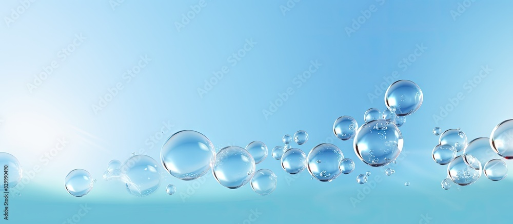 Aufkleber The image features air bubbles floating in a light blue background with ample space for adding text