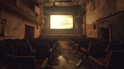 Forgotten Cinema with Glowing Screen - Liminal Image