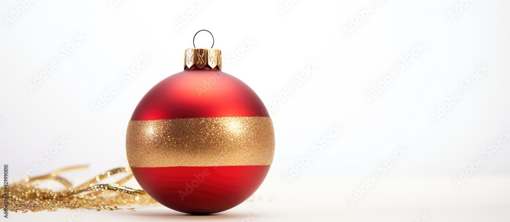 Poster a festive christmas toy with a merry christmas message placed on a white background in a christmas c