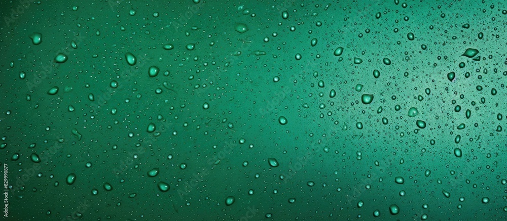 Poster a close up image of water droplets on a green background with abstract texture the green tones creat