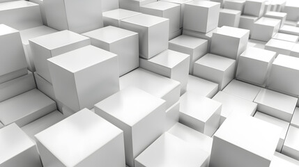 Random shifted white cube boxes block background wallpaper background. Generative AI.
