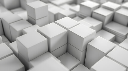 Random shifted white cube boxes block background wallpaper background. Generative AI.