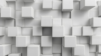 Random shifted white cube boxes block background wallpaper background. Generative AI.