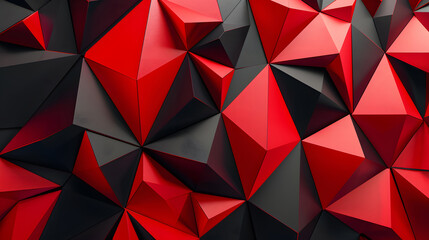 Red and black Geometric triangle shapes define background. Generative AI.