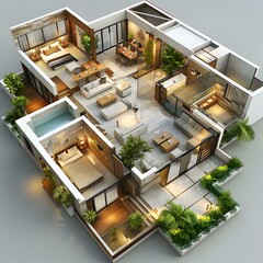 The interior design of the duplex apartment