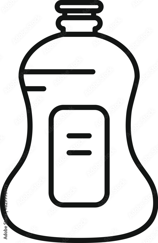 Poster monochrome vector illustration of a generic liquid detergent container with a label
