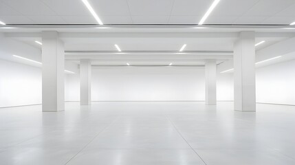 Expansive Minimalist Concrete Interior - Vast Empty Architectural Space