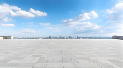 Expansive Urban Plaza with Panoramic City Skyline View