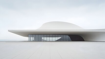 Fototapeta premium Minimalist Architectural Masterpiece in Serene Expansive Environment