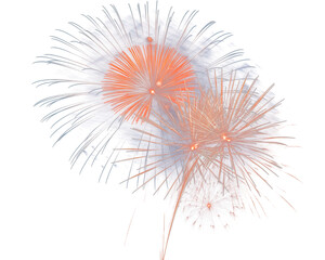 Naklejka premium festive fireworks on an isolated transparent background. Fireworks png, salute, explosion png