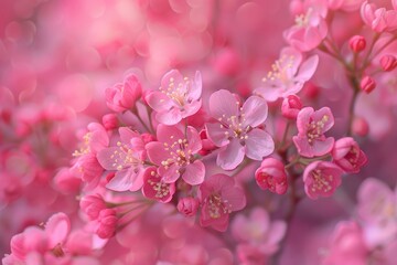 A cluster of pink flowers, surrounded by more clusters of pink flowers