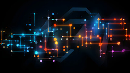 Digital molecular neon graphics poster background