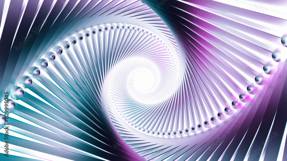 Poster hypnotic tunnel with swirling stripes and dots in 3d. motion. abstract twisting tentacles of tunnel.