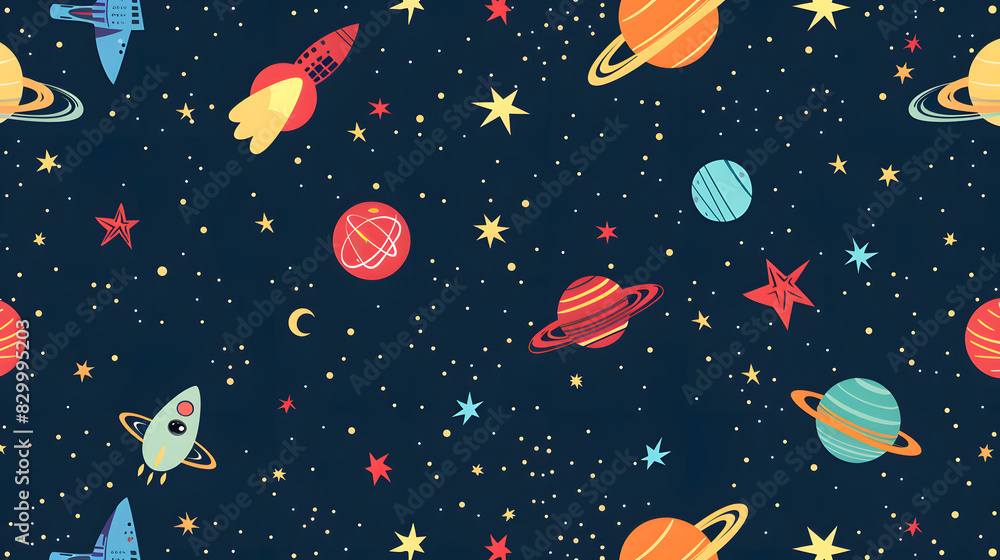 Poster seamless pattern with outer space with stars background. generative ai.
