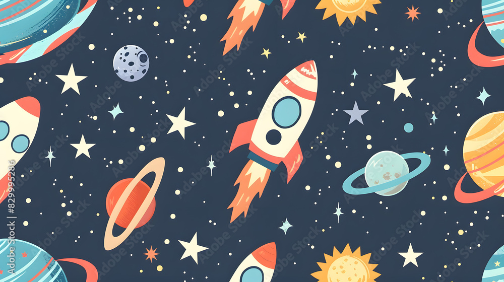 Poster seamless pattern with outer space with stars background. generative ai.