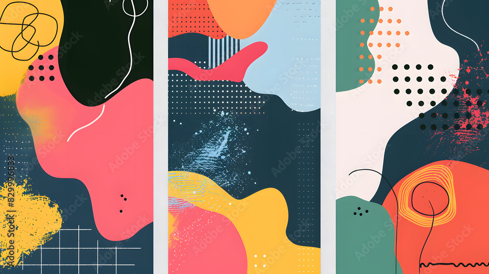 Poster set of trendy abstract design template. generative ai.