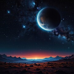 Sunrise view captured,抉择 (jué zé) between space and desert: a fiery orb emerges on the horizon