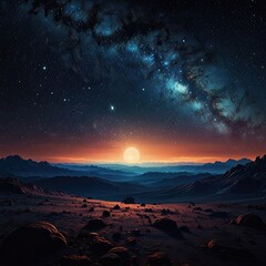 Sunrise view captured,抉择 (jué zé) between space and desert: a fiery orb emerges on the horizon