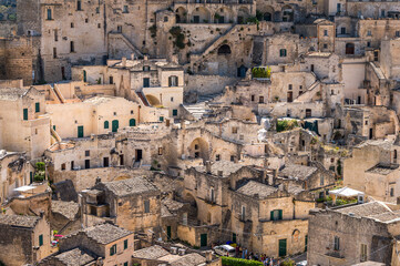 View of Matera at night, Puglia, Italy