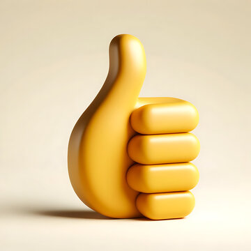 main jaune 3d pouce lev&eacute; 
