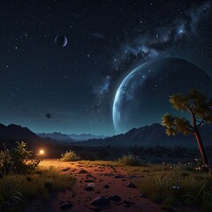 Sunrise view captured,抉择 (jué zé) between space and desert: a fiery orb emerges on the horizon