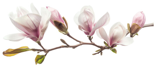 Magnolia, closeup, isolated on white background