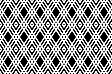 Abstract Seamless Geometric Diamonds Pattern. Black and White Texture.