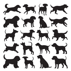 Various Set of Dogs Vector Silhouette