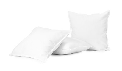 Three new soft pillows isolated on white