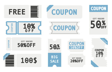 Coupons template tickets for different event. Set of coupon tickets. Voucher tickets