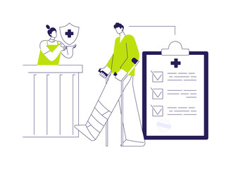 Workplace injury compensation abstract concept vector illustration.